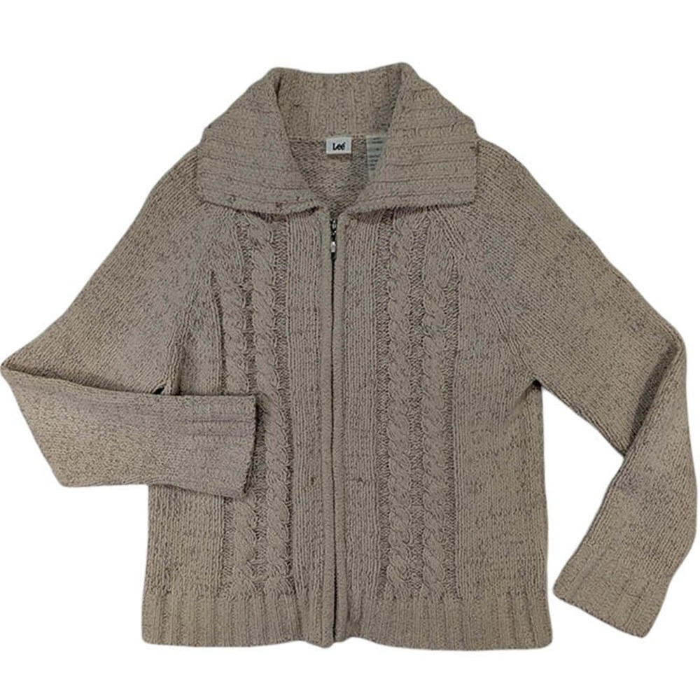 Lee Full Zip Cardigan Womens M Brown Cottagecore Indie‎ Sleaze Light Academia